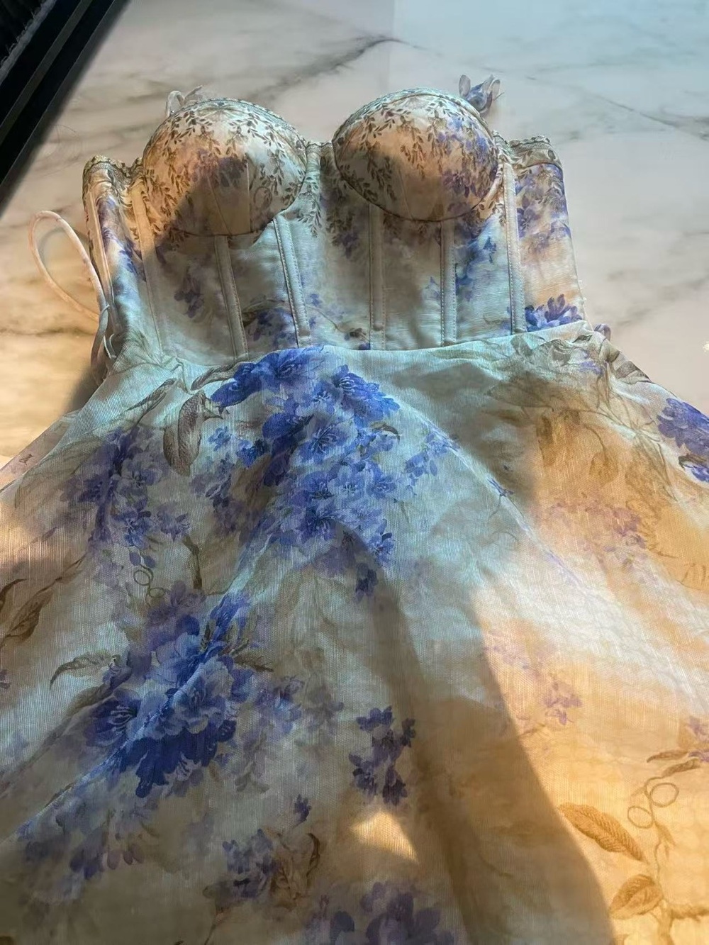 Zimmermann Floral maxi Dress in Cream and Lavender - Picture 5 of 15